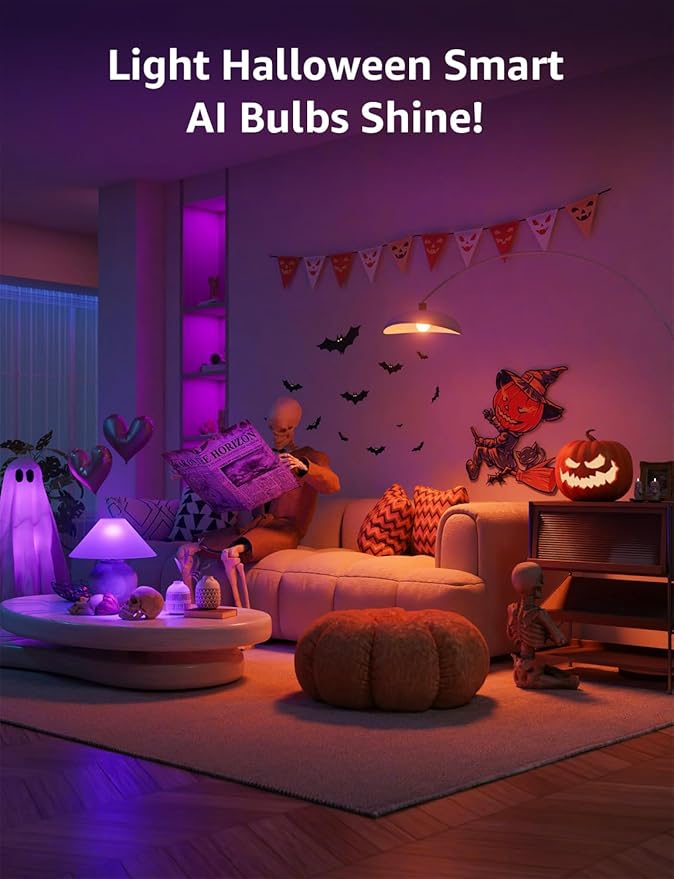 Lepro B1 AI Smart Light Bulbs - WiFi & Bluetooth RGBWW Color Changing LED Bulb Works with Alexa & Google Assistant, Personalized Al Lighting Designer, AI Voice Control, Music Sync, 2.4GHz Only, 1 Pack