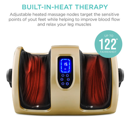 Best Choice Products Heated Shiatsu Foot Massager for Pain Relief, Plantar Fasciitis, Neuropathy, Blood Circulation w/Compact Design - Burgundy