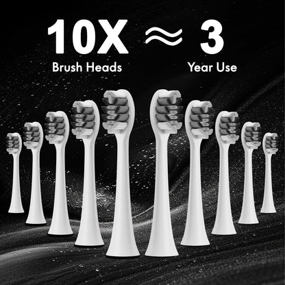 Sonic Electric Toothbrush for Adults and Kids, Comes with 10 Brush Heads & Travel Case, 5 Modes with 2 Minutes Built in Smart Timer, One Charge for 90 Days, 42,000 VPM Motor (Black)