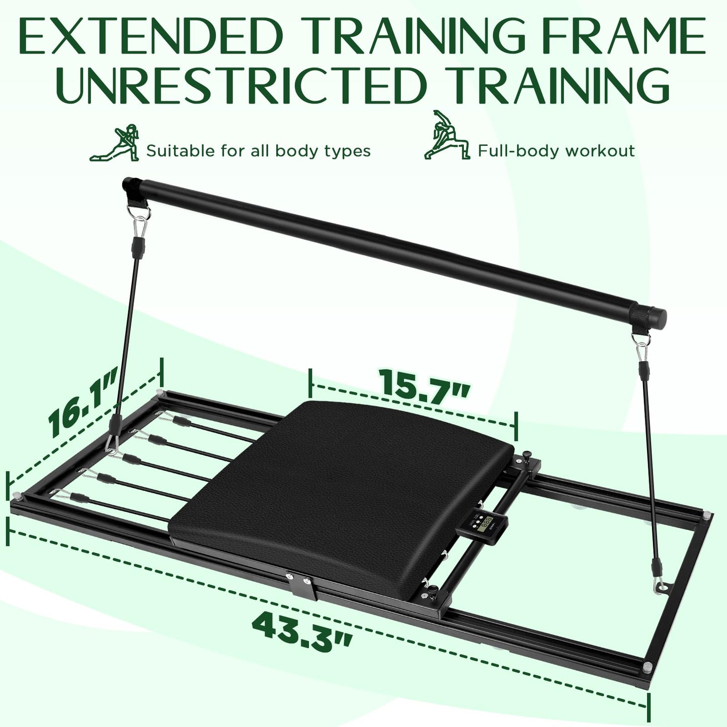 Pilates Board, Foldable Pilates Reformer Set, Multi-Purpose Iron Extended Pilate Equipment, 7-in-1 Pilate Machines for Home Use, with Pilates Bar, Resistance Bands