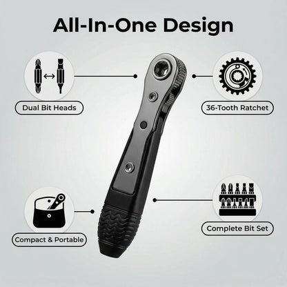 Magnetic Ratchet Screwdriver Reversible Ratcheting Screwdriver Wrench, Bender, Crosshead Cover, Narrow Space Compact for Tight Spaces, DIY/Home/Car Repairs Gift for DIYers, Handymen & Men