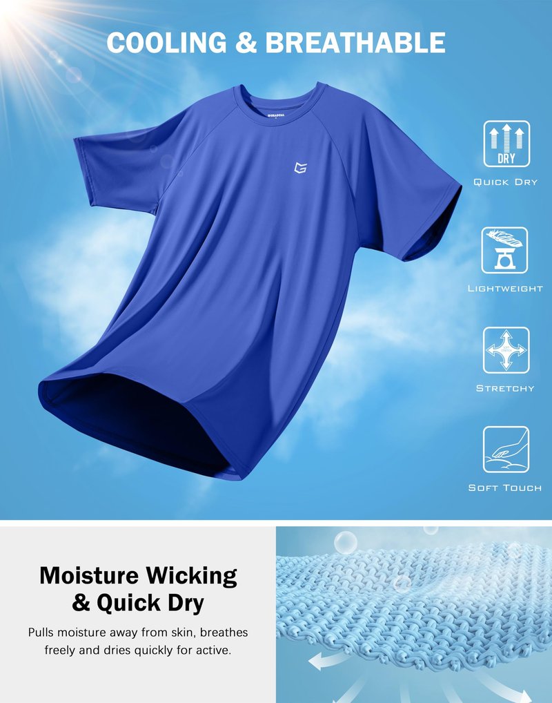 G Gradual Men's Athletic Workout T-Shirts Moisture Wicking Cooling Running Shirts Short Sleeve Performance Tee for Gym Tennis(Royal Blue,XL)