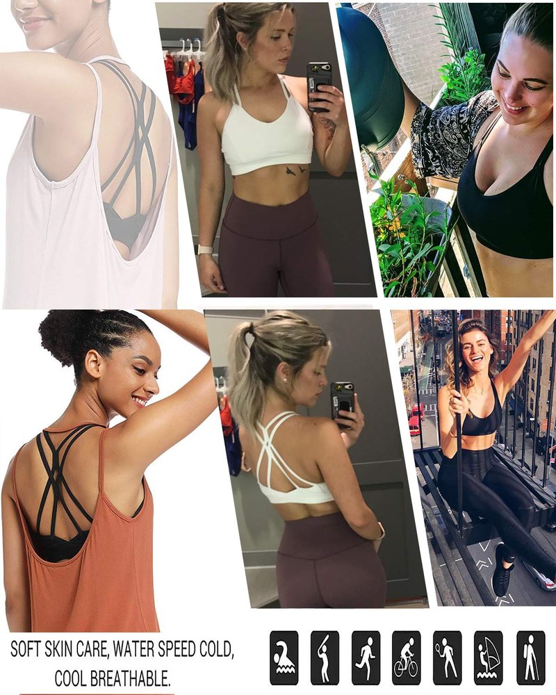 RUNNING GIRL Sports Bra for Women,Sexy Crisscross Back Light Support Yoga Bra with Removable Cups Black