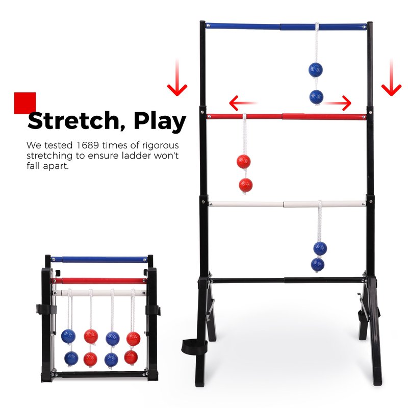 Ladder Toss Game Set - Heavy Duty Metal Foldable Ladder Ball with Scoreboard, All-in-One No Assembly Outdoor Yard Game for Tailgating, Backyard Parties - Carrying Case Included