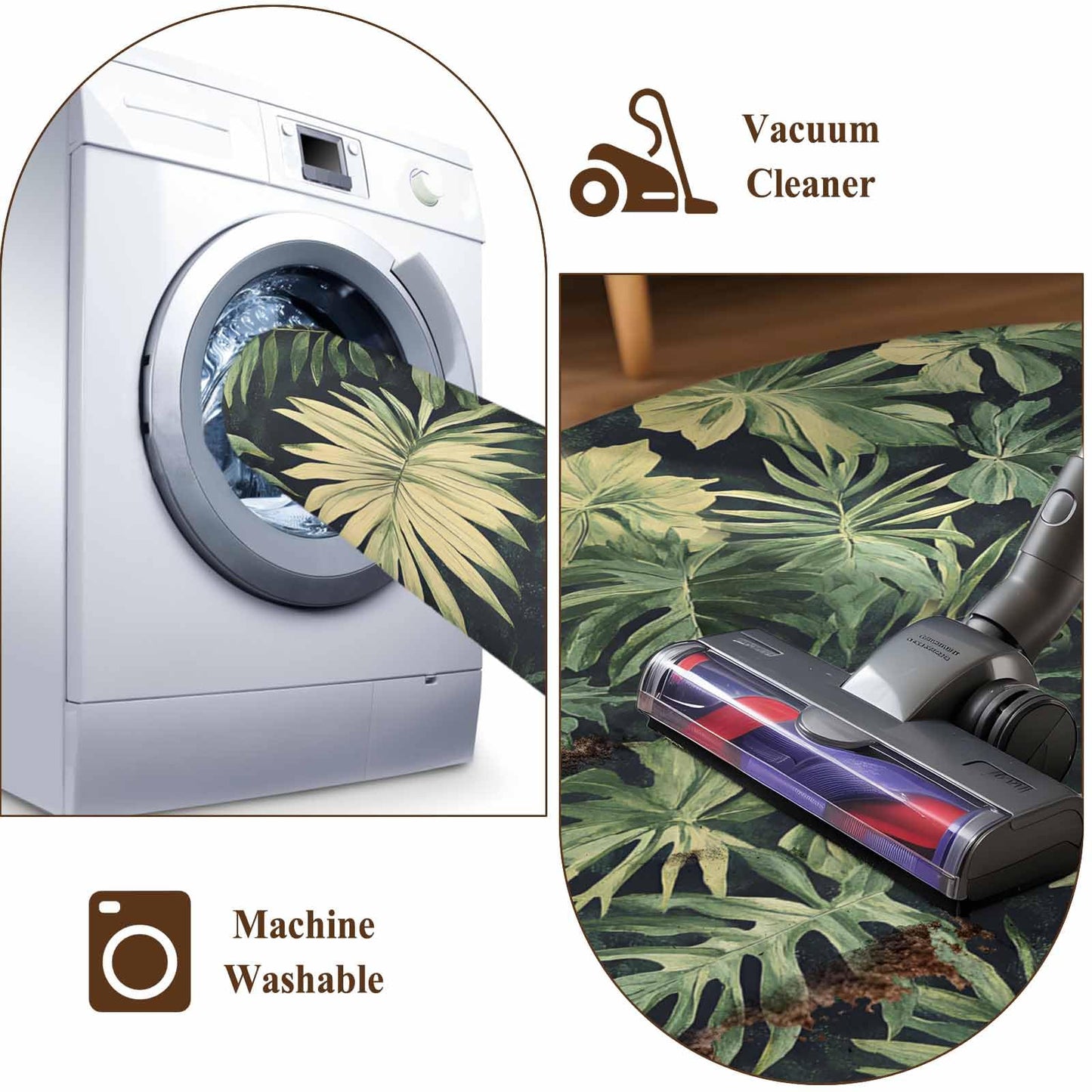 Palm Tree Leaves Entryway Rug 2x3 Area Rug Washable Indoor Doormat Small Bathroom Rugs Non-Slip Low Pile Accent Throw Rugs Summer Tropical Green Botanical Floor Carpet for Kitchen Bedroom Entrance