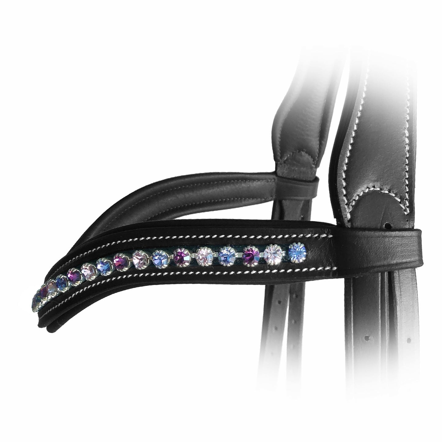 Exion Curved Crystal Horse Browband for English Bridles– Padded Bling Equestrian Browband for Dressage & Show– Fuchsia, Light Rose, Tanzanite Crystal Browband for Horses