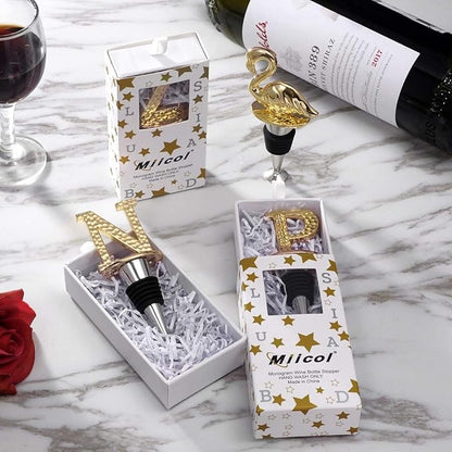 Miicol Wine Stopper, Prosecco Topper, Personalised Champagne Stopper, Gold Wine Accessories, Wine Lovers Gift, Monogram Gift, Letter N