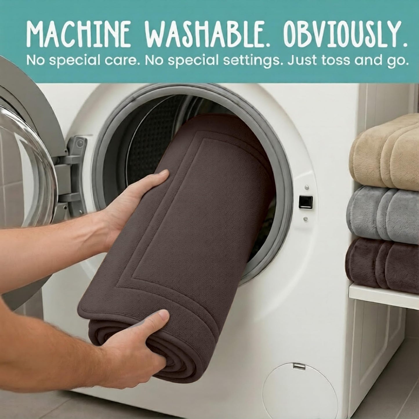 ITSOFT Memory Foam Bath Mat 59x23, Non Slip, Machine Washable, Quick Dry & Absorbent Rugs, Bath Mats for Bathroom Floor, Tub & Shower, Bathroom Rug, Chocolate Brown