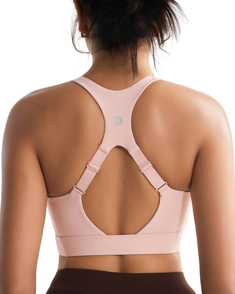 RUNNING GIRL High Impact Sports Bras for Women, Adjustable Straps Pink Sports Bra High Support Molded Cup Racerback Workout Bra(WX3143 Flush Pink S)