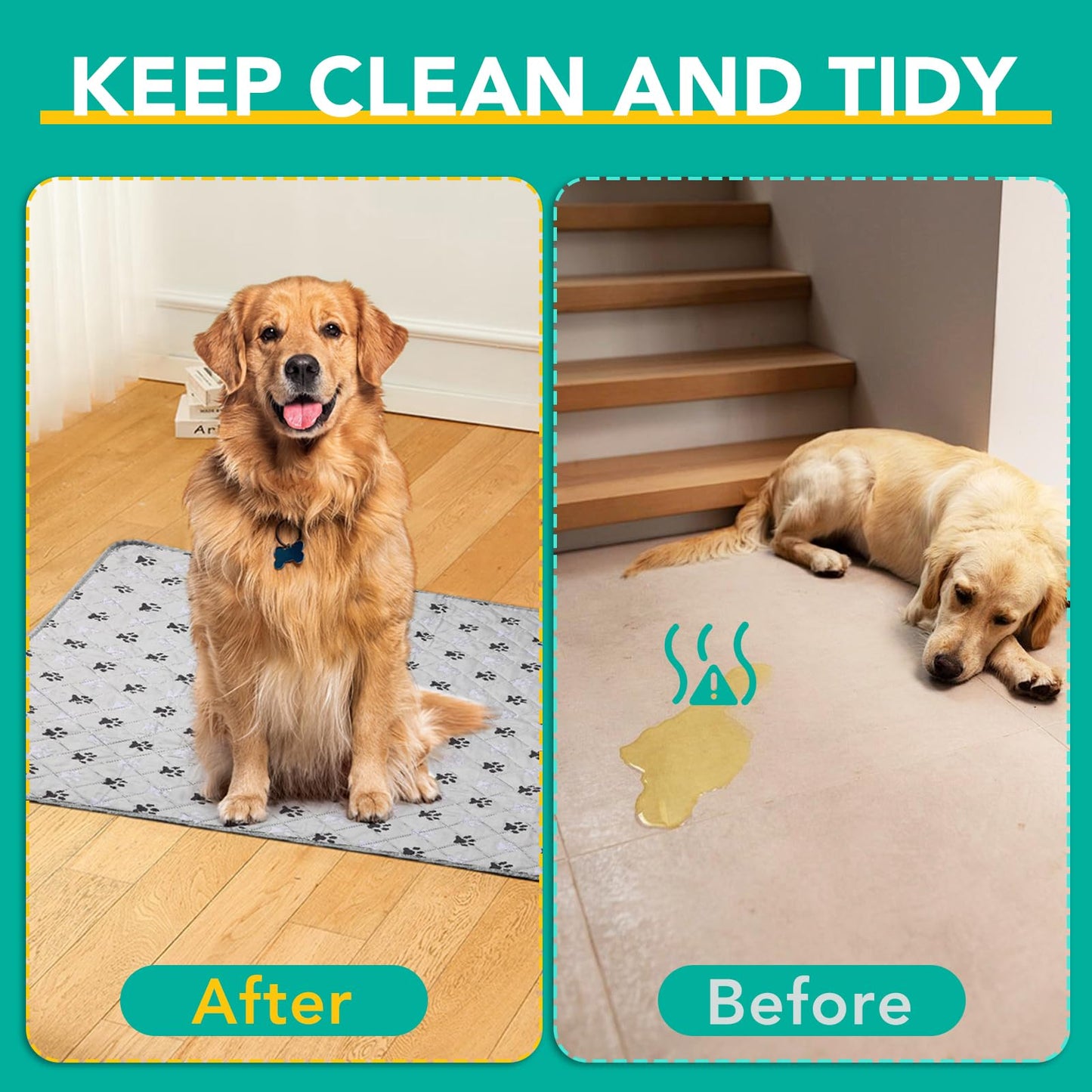 FURWEY 2 Pack Extra Large 72"X72" Washable Pee Pads for Dogs Super Absorbent Dog Training Pads Non-Slip Waterproof Pet Training Pads Mats Whelping Pads for Dogs Cats Puppy