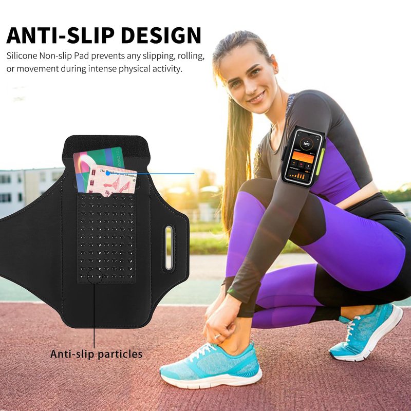 Running Armband with Earphone Bag Cell Phone Armband for iPhone 17 16 15 Pro 14 Plus 13 11 XR, Galaxy S24/S10 Water Resistant Sports Phone Holder Case & Zipper Slot Car Key Holder for 6.7 inch Phone