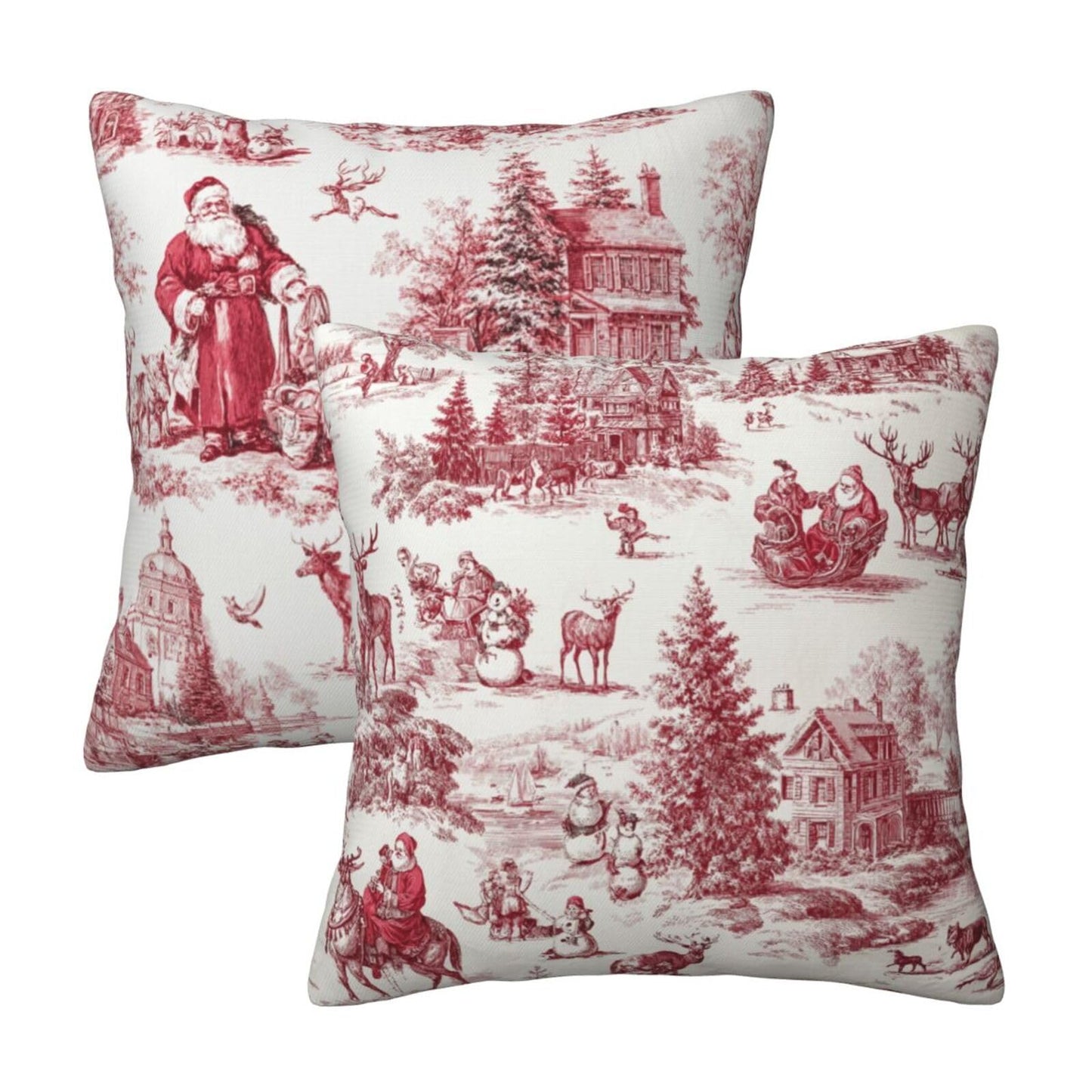 Ecixzyo Christmas Santa Claus Throw Pillow Covers 18x18 Set of 2 Square Pillow Case for Home Decor Couch Room