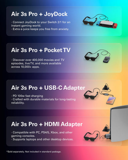 RayNeo Air 3s Pro AR/XR Glasses - 201'' 1200 Nits 120Hz HueView 2.0 Video Display Glasses, Smart Gaming Glasses for iPhone 16,15/Android/Mac/Switch 2/PS5/SteamDeck - Next-Gen Personal Theater