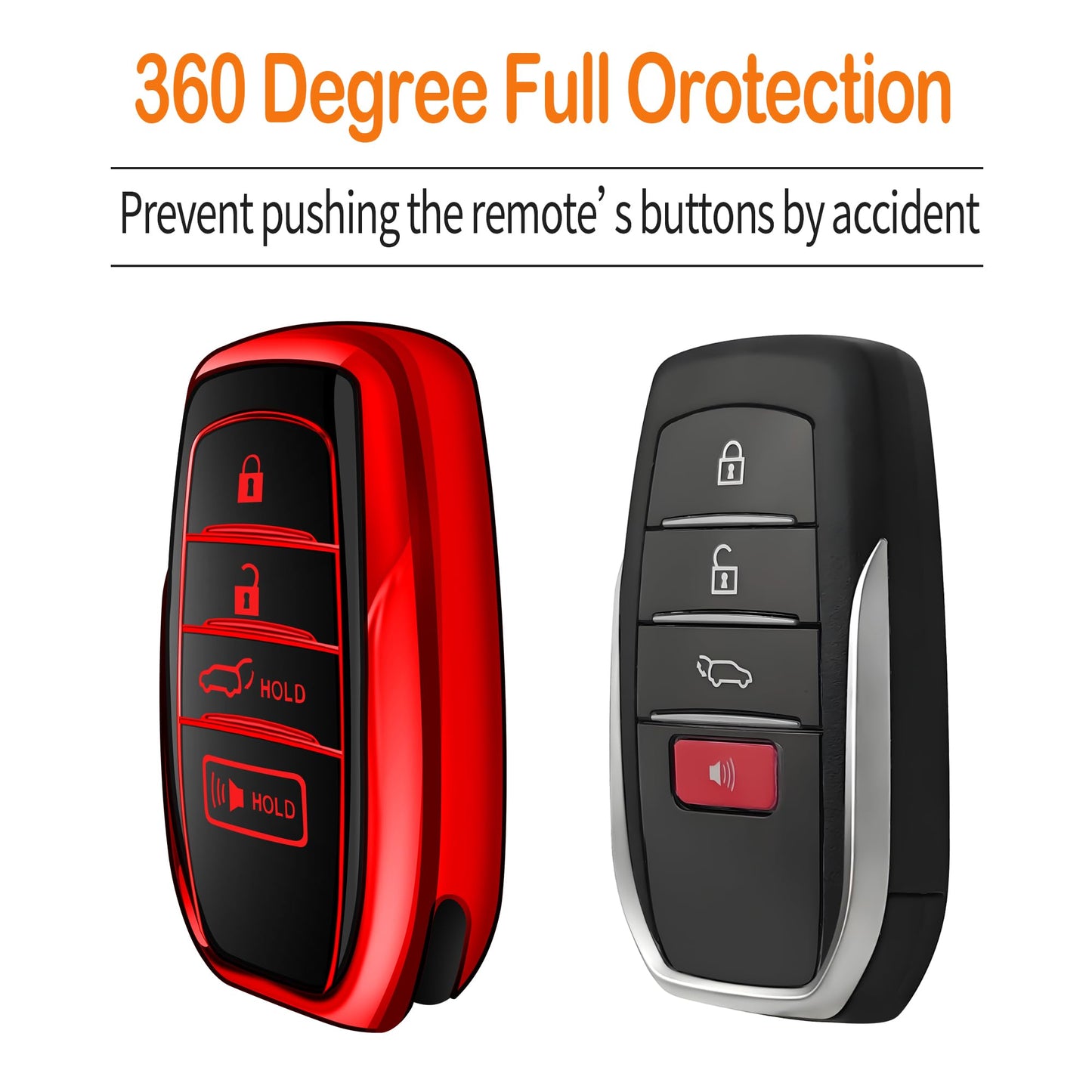Sindeda for Toyota Key Fob Cover with Metal Keychain & Leather Strap for 2025-2026 Camry 4 Runner 2019-2026 Venza, Land Cruiser,2023-2026 Tacoma Grand Highlander,Corolla,bZ4X,4-5 Buttons(Red)