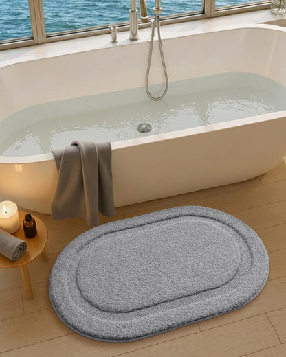 Color&Geometry Oval Grey Bathroom Rugs 43x24, Extra Soft Absorbent Microfiber Bath Rugs, Non-Slip Bathroom mat, Washable Plush Bath Mats for Bathroom, Shower, Bathtub, Laundry, Light Grey