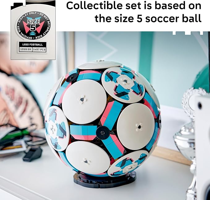 LEGO Editions Soccer Ball - Building Toy for Kids - Collectible Sports Decor for Boys &amp Girls Ages 10+ - Includes Micro Stadium - Gift Idea for Birthdays - 43019