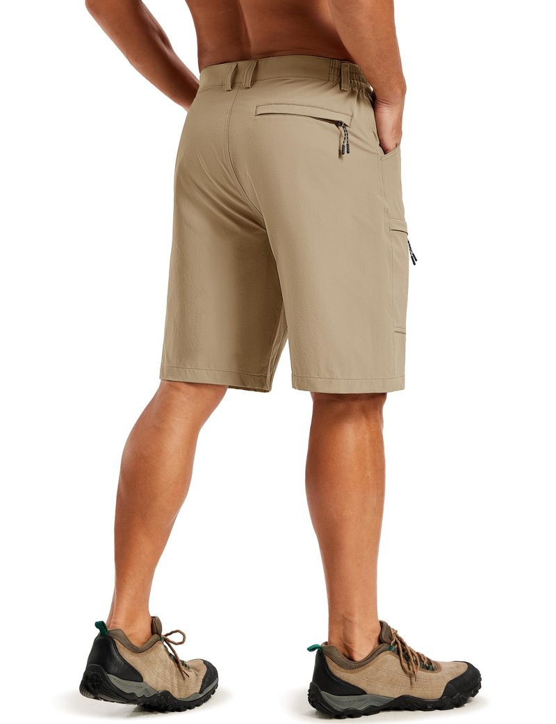 TACVASEN Men's Hiking Shorts 10" Quick Dry Lightweight Breathable Dress Outdoor Work Fishing Summer Shorts with 5 Pockets Khaki 36