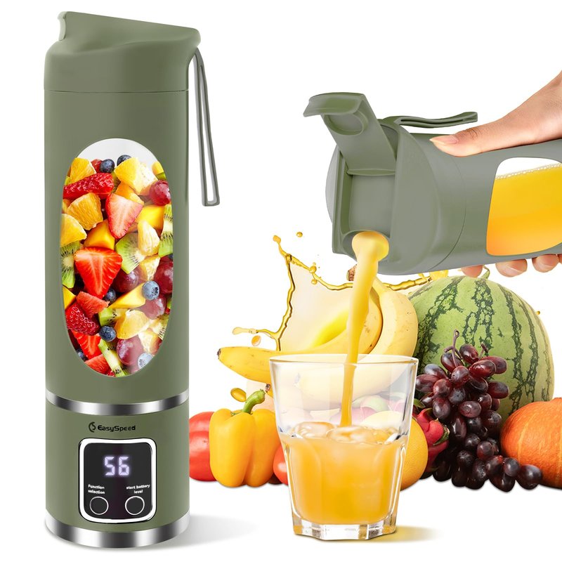 EASYSPEED Portable Blender Electric USB-C, 500ML Personal Juicer for Shakes, 12 Blades, 1500mAh Rechargeable, BPA Free, 18oz Small Blender with Leakproof Lid & Sip Spout, Mixing, Compact