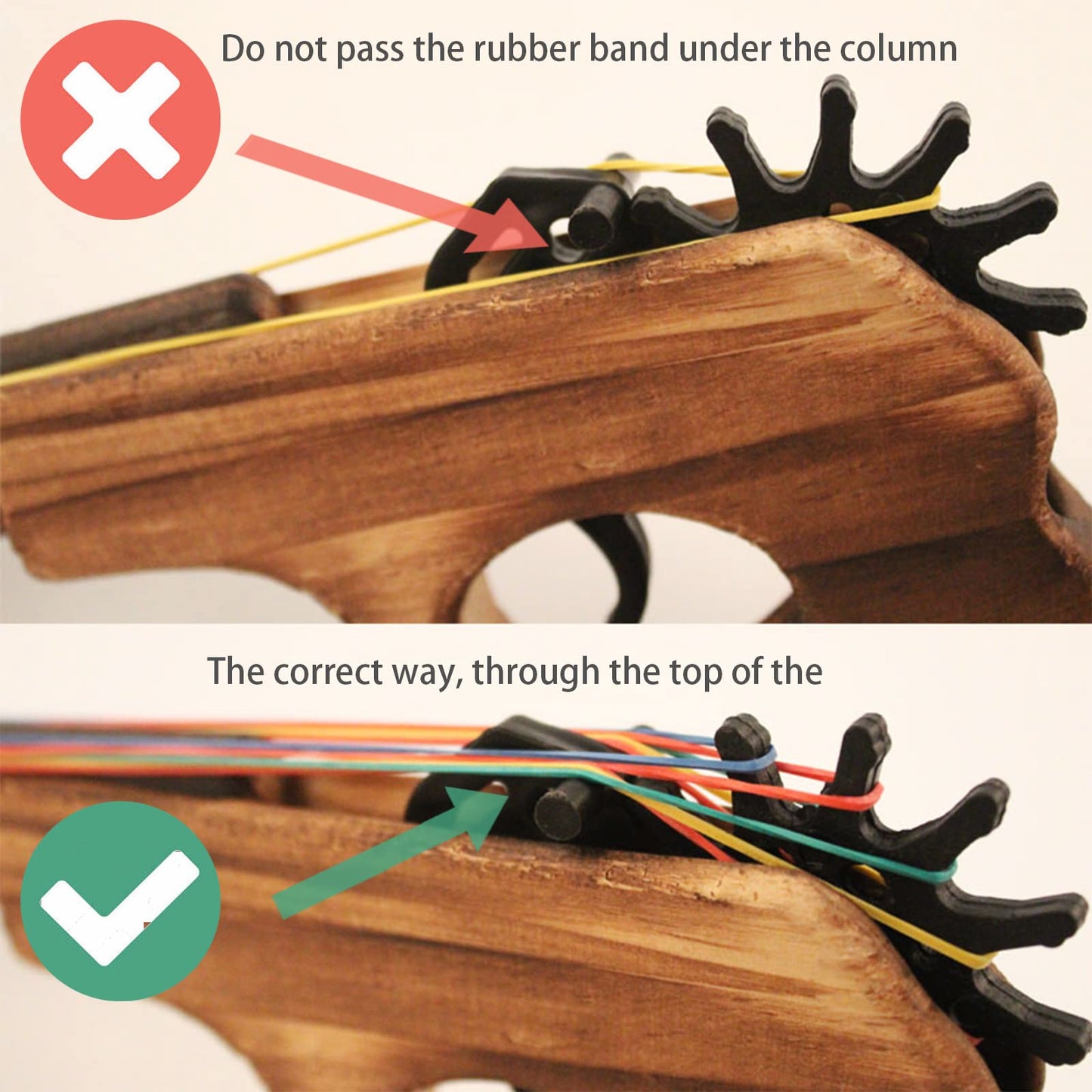 2 Pcs Wooden Rubber Band Gun Quality Wood & Handmade Kids Outdoor Toy 9 Inches Length