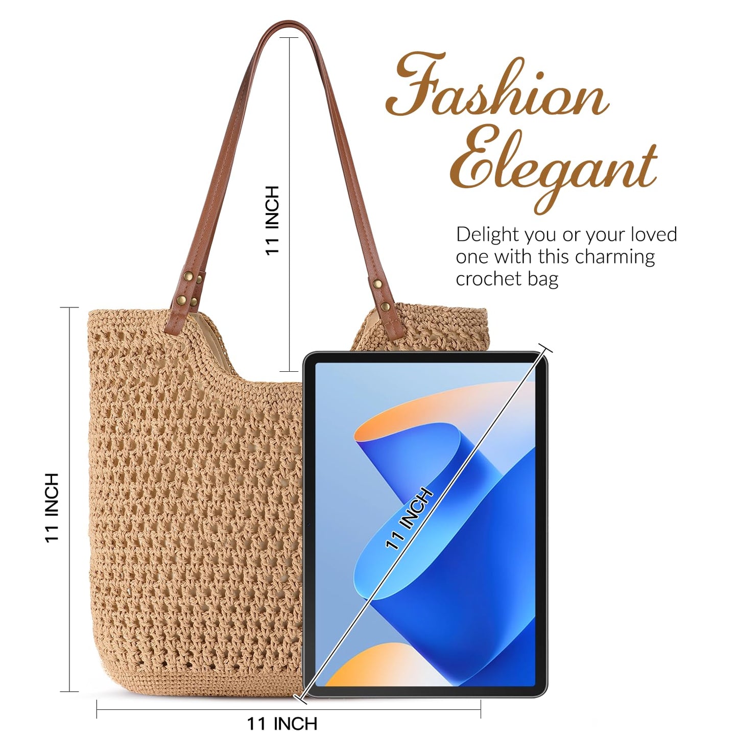 Pleneal Crochet Beach Bags for Women, Summer Beach Tote Bag, Soft Woven Shoulder Bags for Vacation