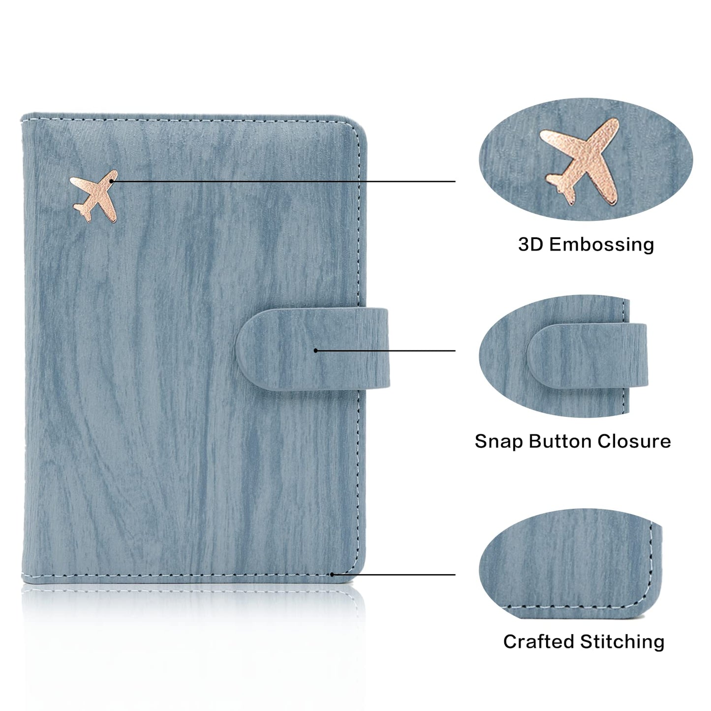 Melsbrinna Rfid Passport Holder for Travel women/Men, Cute Passport Wallet Rfid Blocking Card Slots, Rfid Passport Cover/CaseTravel Wallet, Passport Book Holder (1, Blue1)