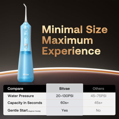 Bitvae Water Dental Flosser for Teeth, Cordless Water Teeth Cleaner Picks, 3 Modes 5 Intensities, IPX7 Waterproof, Rechargeable Water Dental Picks for Cleaning - Black