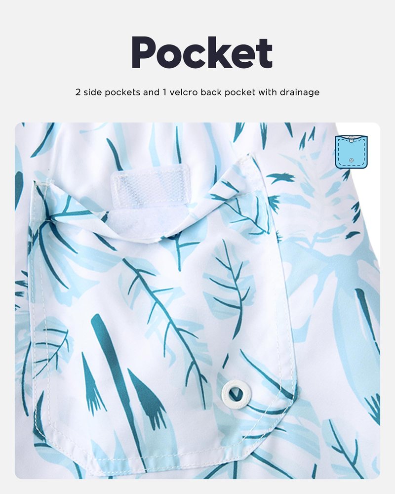 maamgic Mens Swim Trunks Quick Dry Swim Shorts with Mesh Lining Funny Swimwear Bathing Suits 7inch Veined Leaves Blue Small