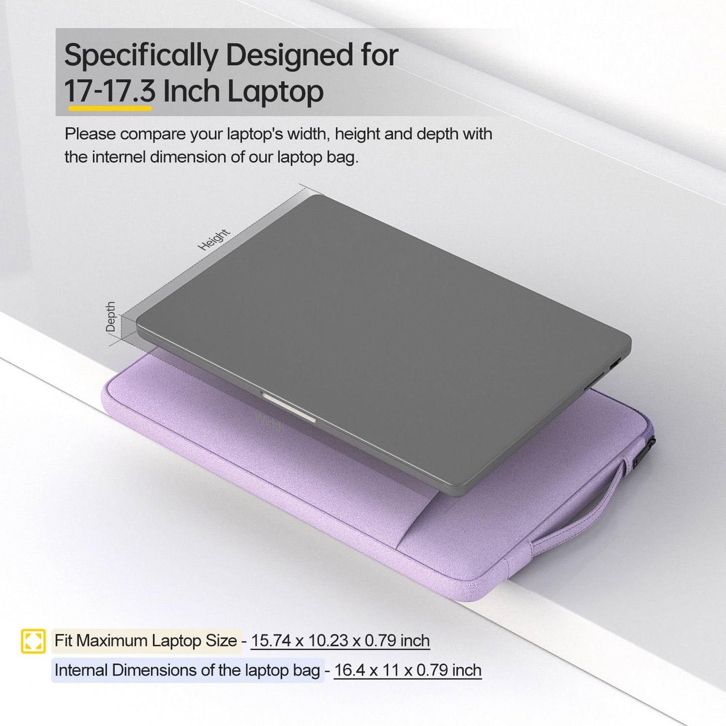 17 17.3 inch Laptop Bag for Women, Computer Sleeve Case Compatible with HP Pavilion 17/ Envy 17/ Dell/Lenovo IdeaPad/LG Gram/MSI/ASUS Notebook/Razer Blade Pro 17, Purple