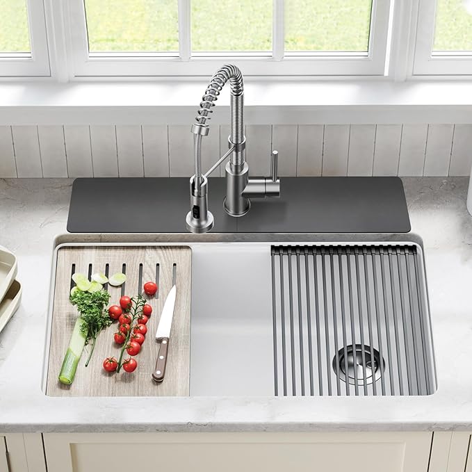 LOPNUR Faucet Mat for Kitchen Sink Protectors, 24 Inch Long Kitchen Sink Splash