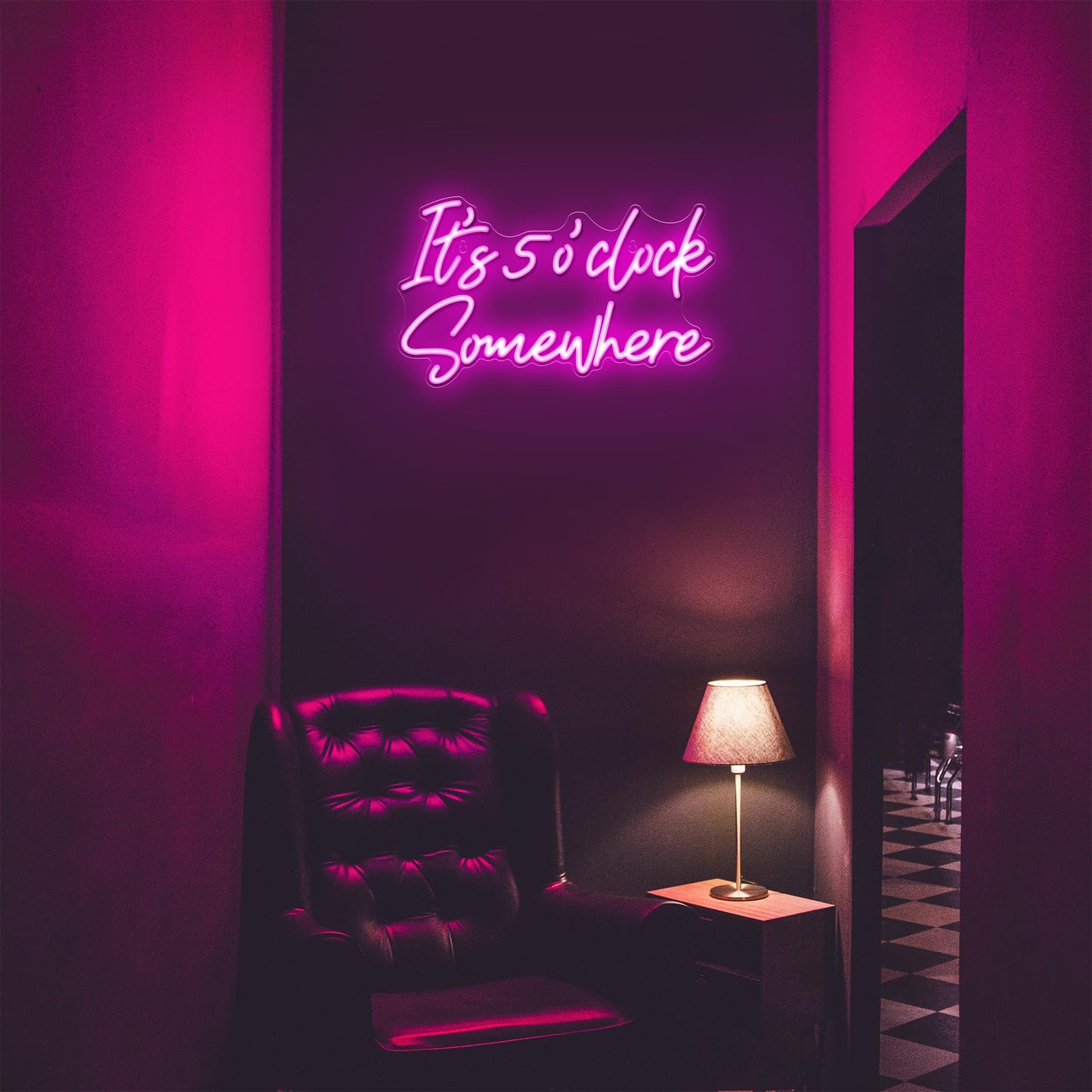Kavaas Its 5 O'clock Somewhere Neon Sign, Neon Bar Signs for Home Bar Decor, Man Cave Pub Party - Best Gifts for Husband, Father, Birthday, Christmas