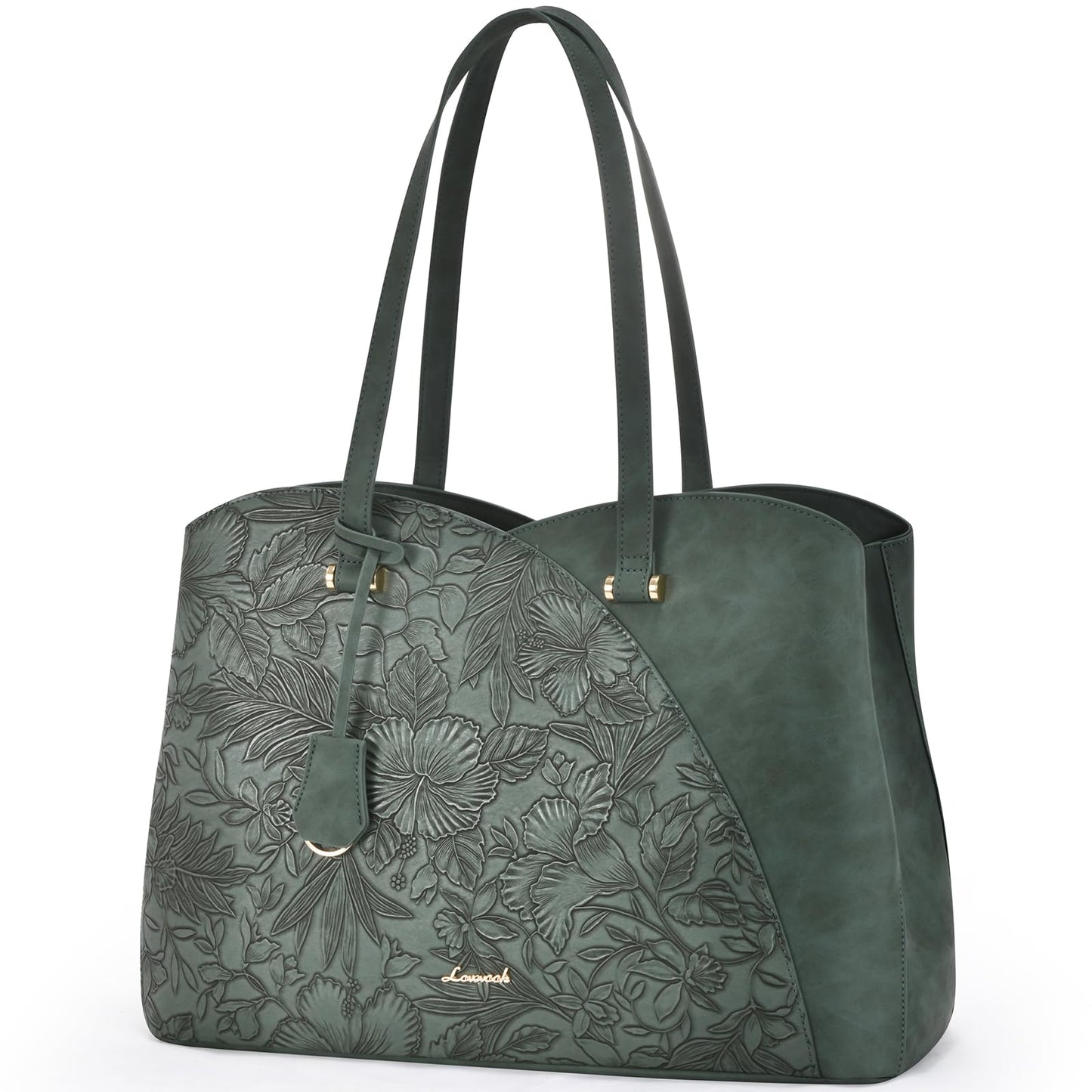 LOVEVOOK 17 Inch Laptop Bag for Women, Teacher Work Tote Bags Laptop Bag, Leather Computer Bag Large Purses Handbag Professional Briefcase, Teal
