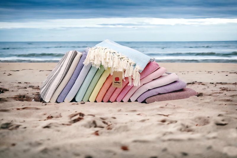 Turkish Beach Towel - 100% Cotton Quick Dry Sand-Free Striped Towel | Oversized 71x39 Inches in Sage Olive Green