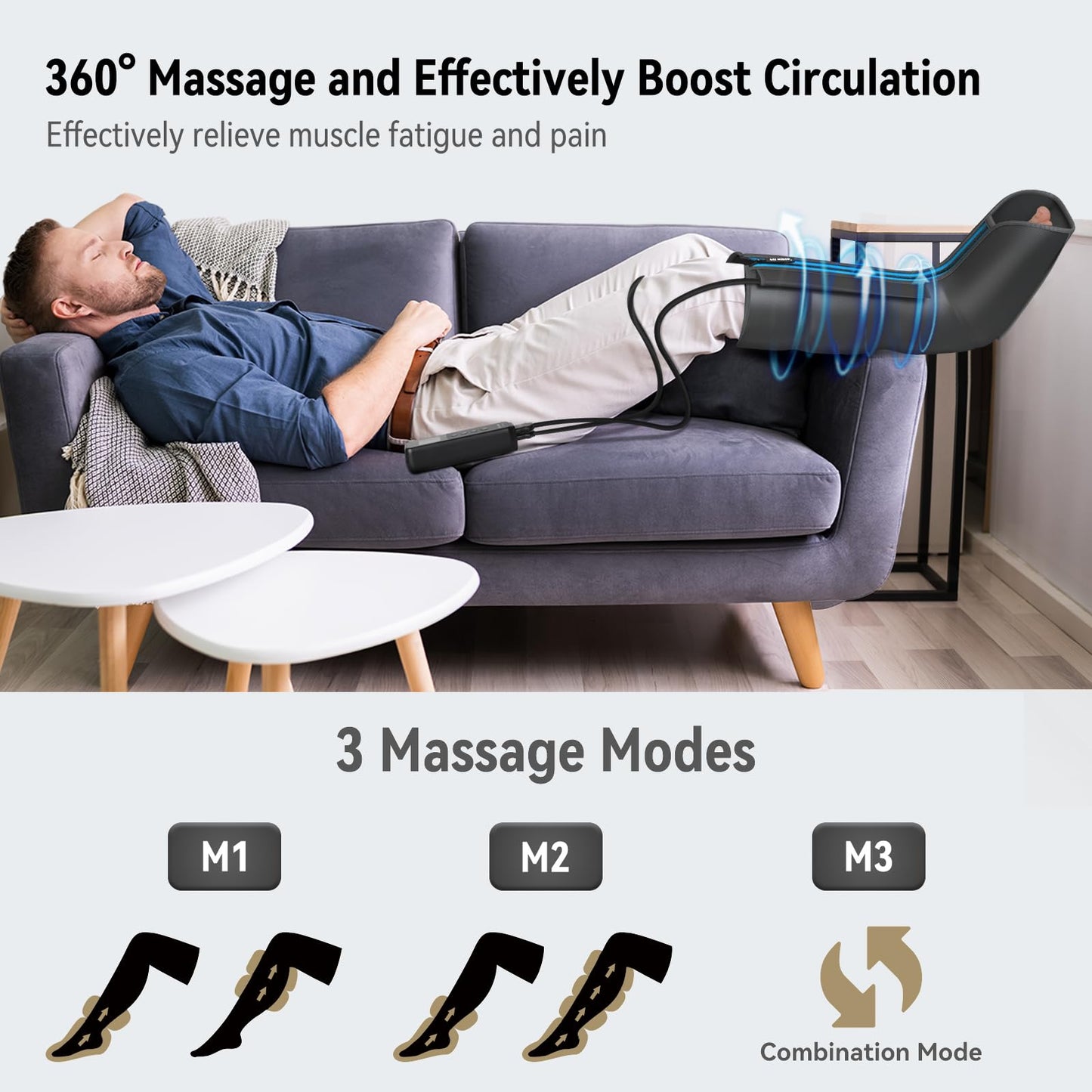 FIT KING Leg Massager with Heat and Compression Therapy, Leg Compression Massage for Circulation, Swollen Leg, RLS Pain & Fatigue Relief, Foot Calf Massager Boots, Recovery Gift for Mom Dad