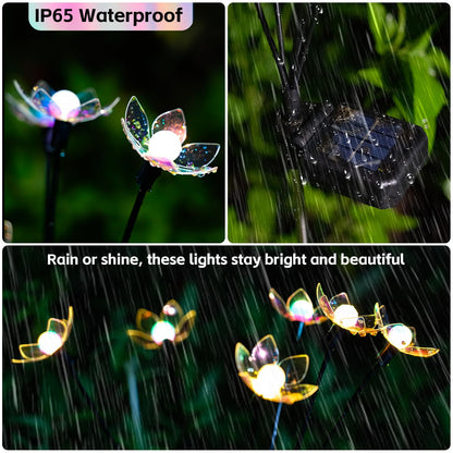 SRNPMIU Solar Lights Outdoor, Solar Firefly Swaying Light with Flower, Garden Decor Lights, IP65 Waterproof, 2 Lighting Modes, Yard Patio Pathway Decoration, Gifts for Women, Grandma (4Pack 24LED)