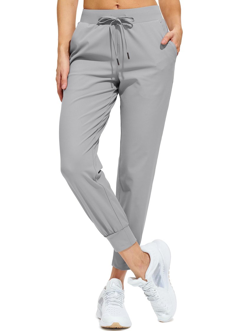 Libin Women's Joggers Pants Athletic Dance Sweatpants with Pockets Running Tapered Casual Pants for Workout,Lounge, Bright Grey XS