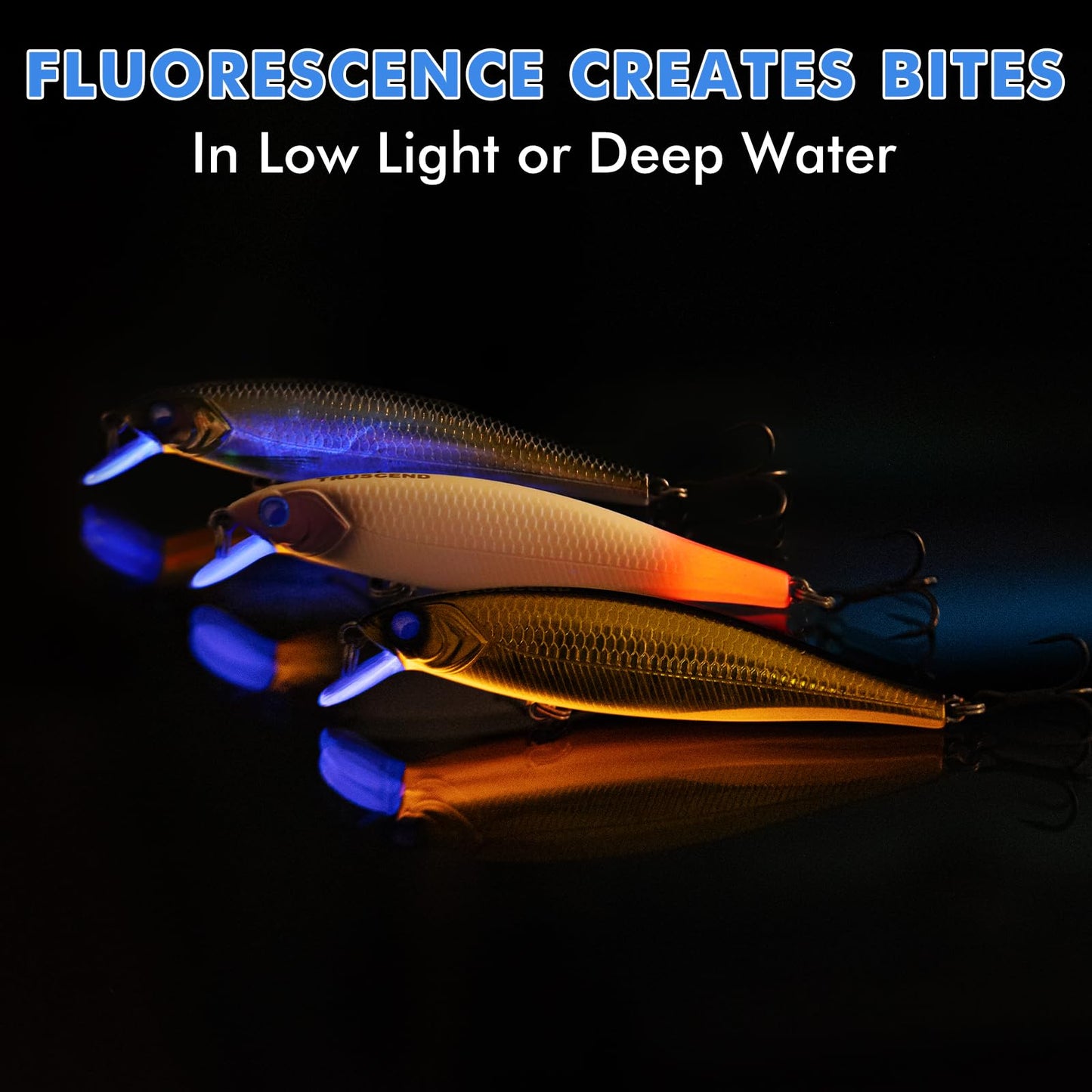 TRUSCEND Suspending Jerkbait Fishing Lures, Precision-Engineered Minnow with Sound, Flash & Irresistible Action, Cast Farther, Glow Brighter and Rattle Louder Jerkbaits for Bass Walleye Pike Catfish