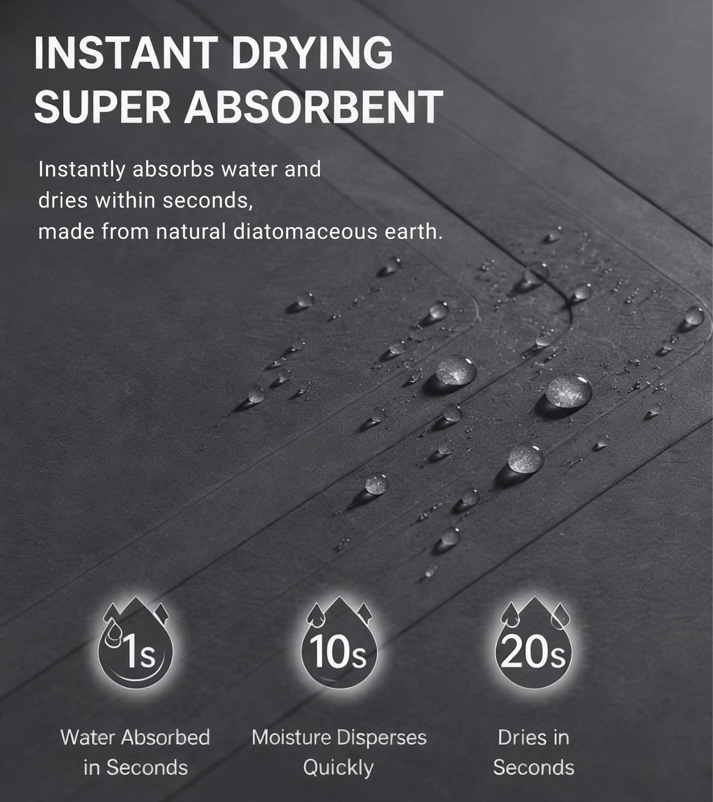 INRSTNO Premium Stone Bath Mat, Diamond Pattern, Quick Dry Diatomaceous Earth Bath Mat for Bathroom, Super Absorbent, Non-Slip & Easy to Clean, Large 31.5" x 20"