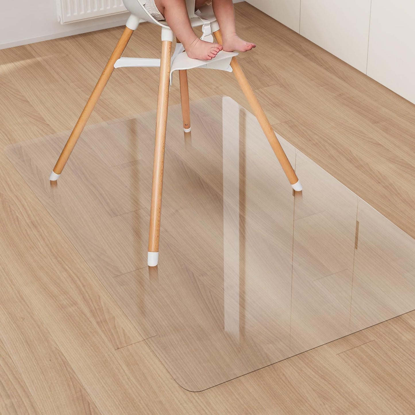 ZPAI Area Floor Mat for Under High Chair, 4'×6' Transparent No Slip Waterproof Vinyl Area Rug for Home, Spill Resistant Hard Floor Protector Cover for Kitchen, Easy Clean Splat Mat