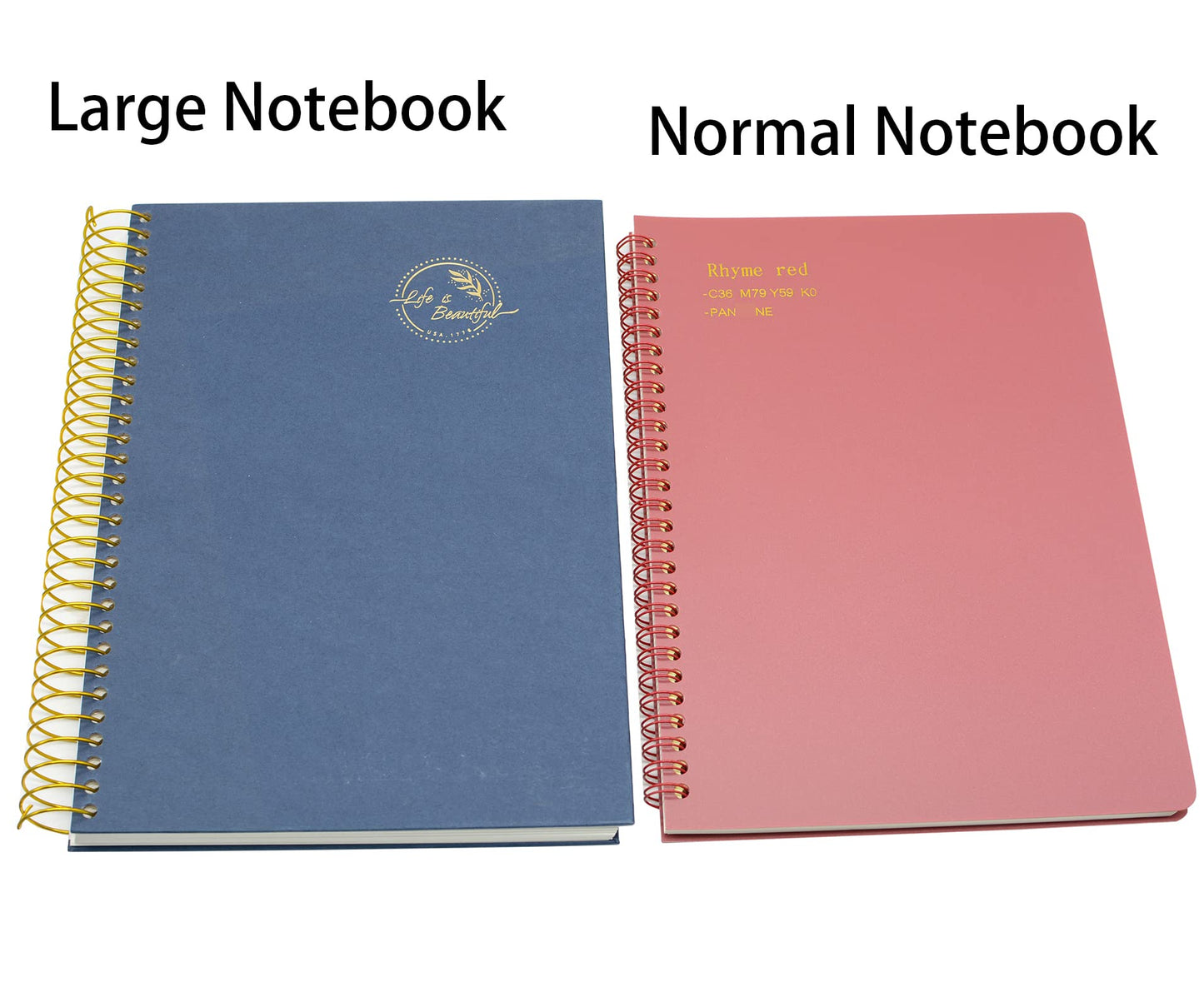 Yansanido Large Spiral Notebook, 5 Pcs B5 Thick Paper Hardcover 7mm College Ruled 5 Colors 150 Sheets -300 Pages Journals for Study, Work, Travel and Notes (5 Color)
