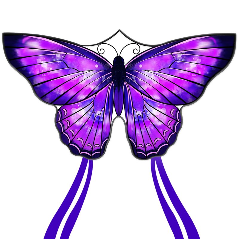 Mint's Colorful Life Butterfly Kite for Kids & Adults, Easy to Fly Kite for Beach, Large Single Line Kite with Long Tail &300ft Kite String (Purple)