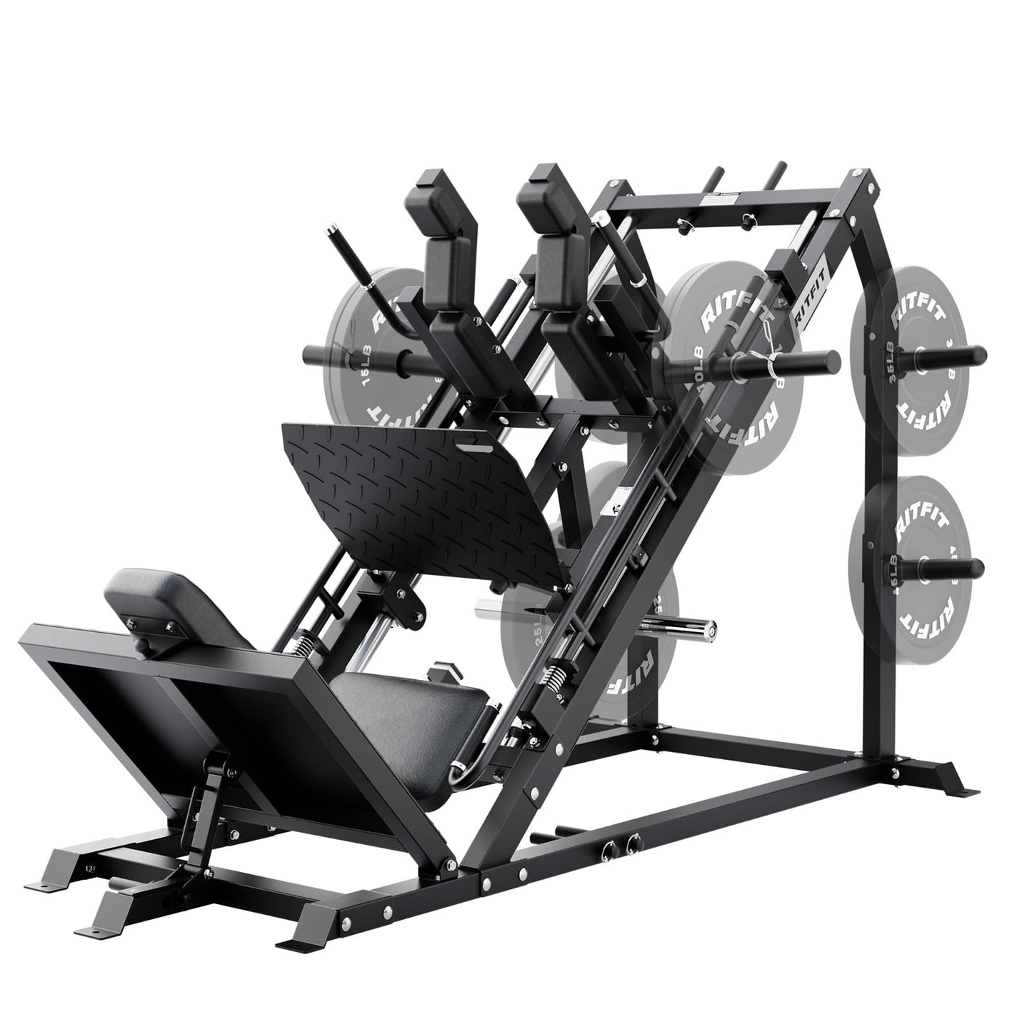 RitFit Gazelle Pro 3 in 1 Leg Press and Hack Squat Machine - High-Tensile Steel Leg Press Machine, 2000lbs Capacity, Adjustable Angles with Weight Storage