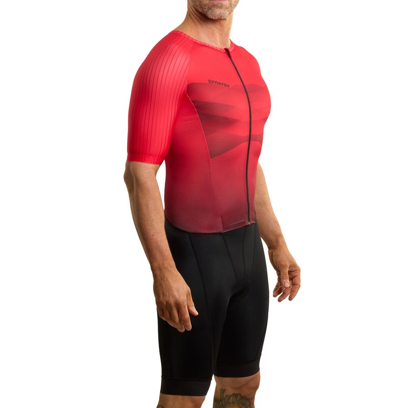 Synergy Pro 3.0 Men's Triathlon Short Sleeve Trisuit (Fire 3.0, Large)