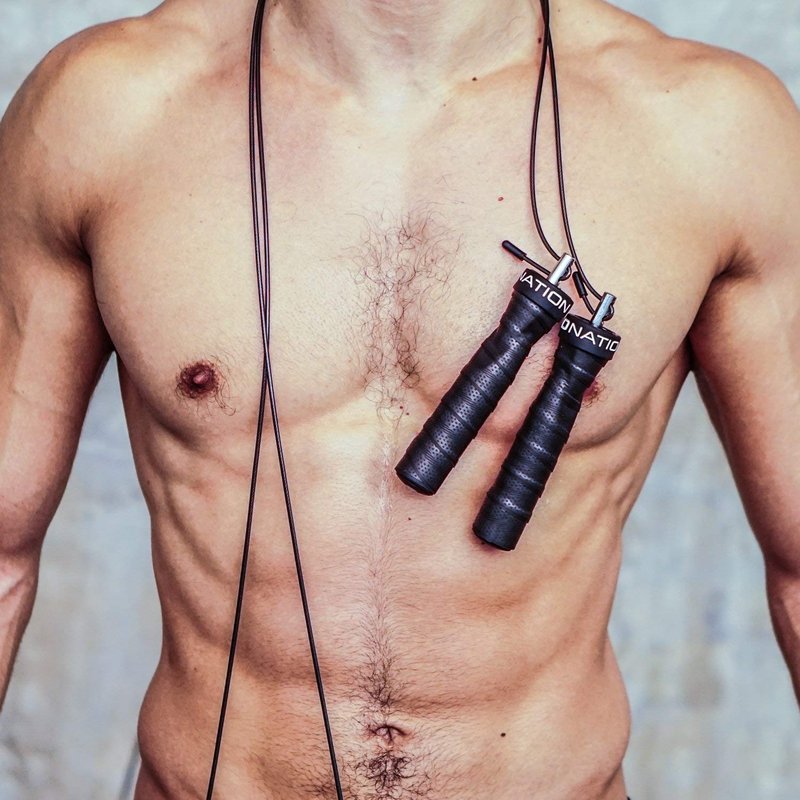 WOD Nation Weighted Jump Rope with Removable Weights & Adjustable Handles - Dual PVC Cables for Speed Training Equipment - Boxing & Cardio Resistance Training - Black, PVC