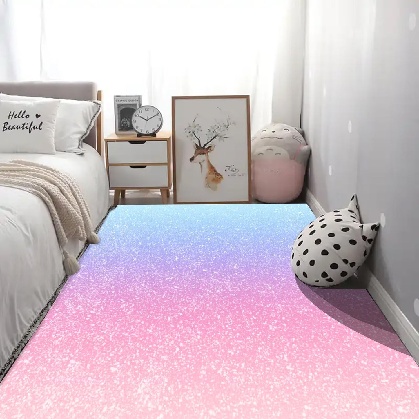 kxry Area Rugs 2X3 Feet, Pink Galaxy Gradient Glitter Soft Machine Washable Rugs Rainbow Tie Dye Ombre Non Slip Foldable Floor Carpet for Living Room Bedroom Dining Room Dorms Nursery Rooms Office