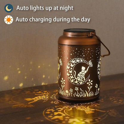 Christmas Decorations Gifts for Women Men Mom, 2 Pack Cat Solar Lights Outdoor Waterproof, Mothers Day Gifts Decoration Outside for Outdoor, Yard, Lawn, Balcony Garden Decor Solar Lantern