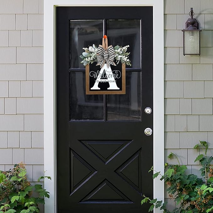 16'' Personalized Last Name Welcome Sign, Door Wreaths for Front Door Outside, Spring Wreath for Front Door Decor, Farmhouse New Home Gifts for Home (A)
