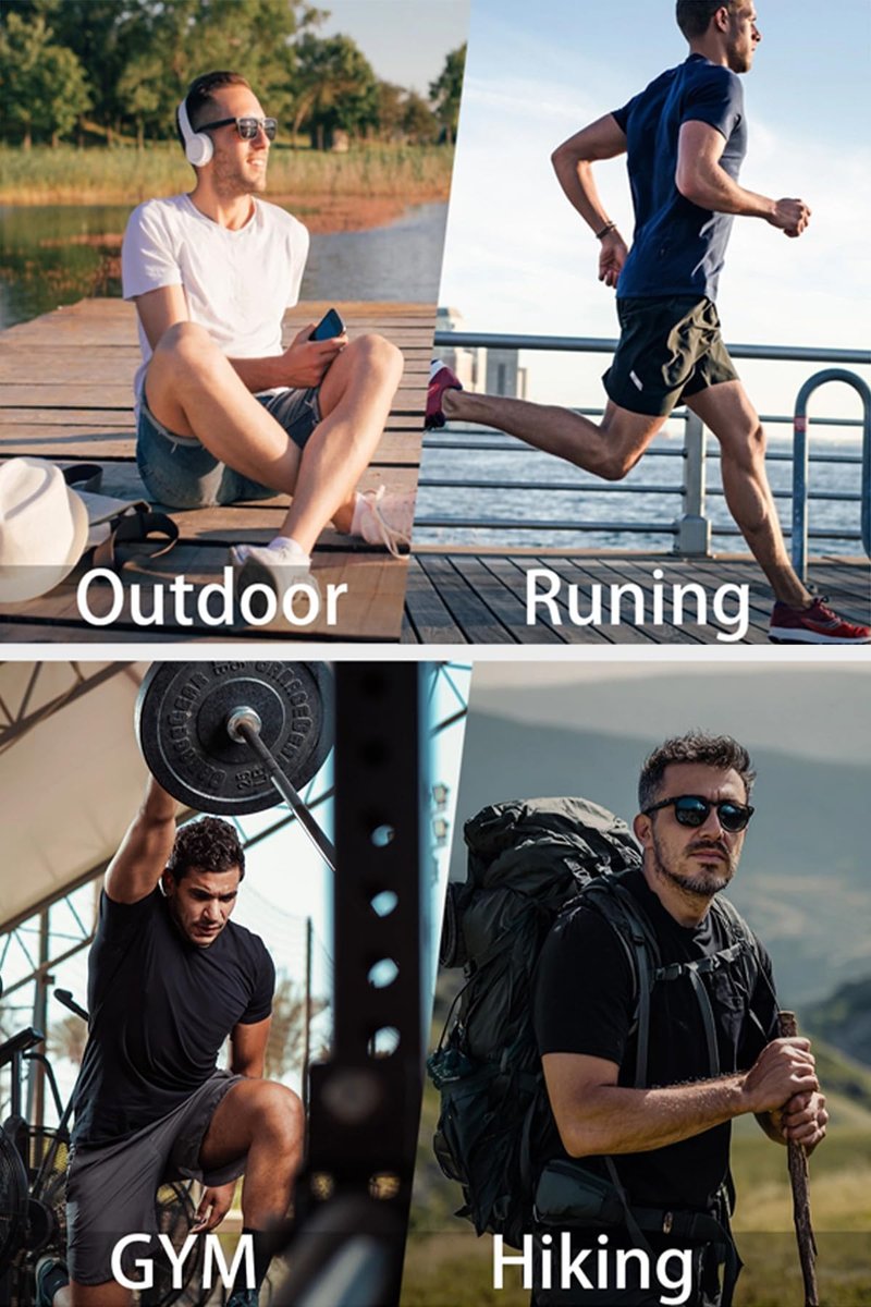 KINGFEN Men's UPF 50+ Sun Protection Shirt Quick-Dry Moisture Wicking Lightweight Breathable Short Sleeve T-Shirt for Hiking Black L
