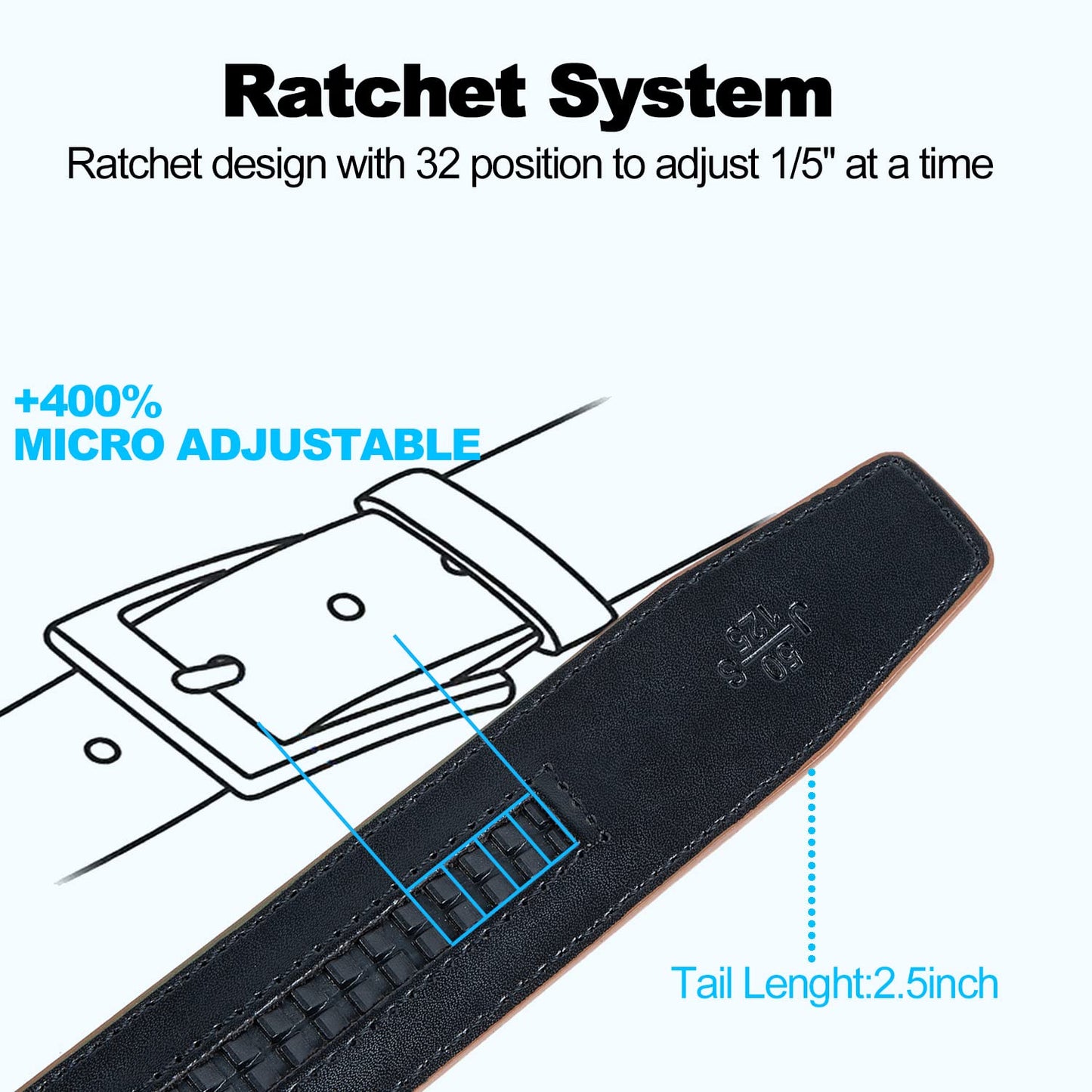 Drowsmen Leather ratchet belt 1 3/8" with Click Sliding Automatic Buckle, Adjustable belt Trim to Fit (Carbon Fiber M Belts, 28"-34" Waist Adjustable)