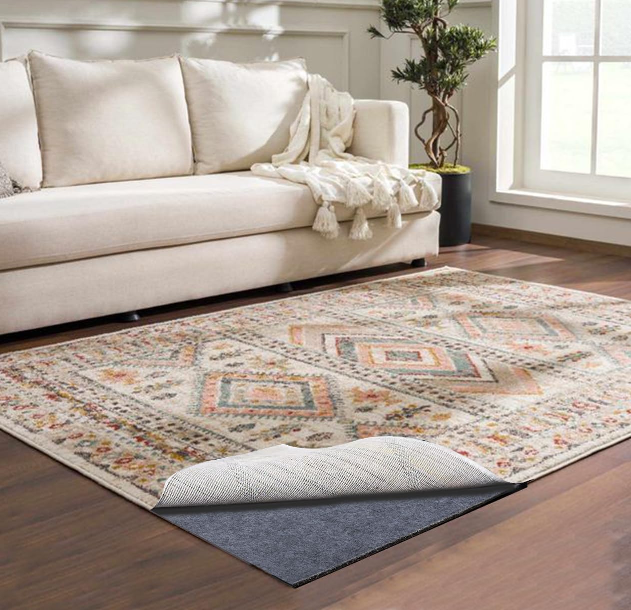 Extra Large Area Rug Liner, 9x12 Foot Thick Felt Pad for All Floors, Keeps Rugs Softly and Securely in Place