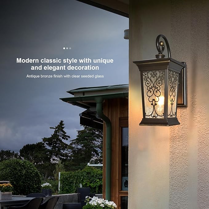 ALVIME Outdoor Wall Light Fixtures, Exterior Lighting Fixtures, Waterproof Porch Sconce, Outside Patio Lanterns for Entryway, House Front Door, Farmhouse, Balcony&Garage, E26 Base&Clear Seeded Glass